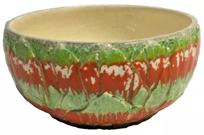 Buy Orange Green Flambeau Bowl Thomas Forrester & Sons Phoenix Ware Vintage 17cm • 19.99£