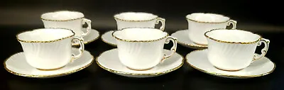 Buy 6 Hammersley Bone China White & Gold Shell Demitasse Cup & Saucers England S-1G • 71.39£