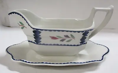 Buy Adams China Lancaster Gravy Sauce Boat Attached Under Plate England Discontinued • 15.16£