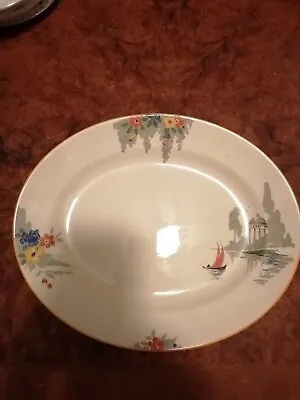 Buy Burleigh Ware Ivory Art Deco Oriental 3 Items 2 Platters & 1 Dinner Plate • 35£