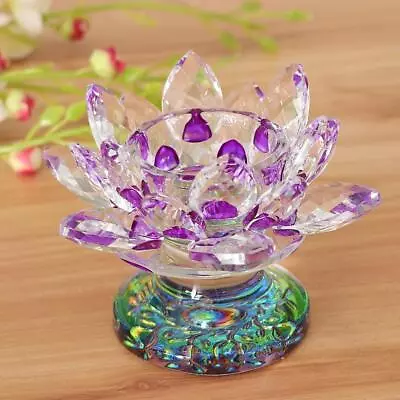 Buy Crystal Glass Lotus Flower Candle Tea Light Holder Buddhist • 10.44£