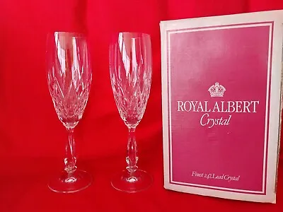 Buy 2 X Royal Albert Crystal Countess Champagne Flutes Boxed • 32.99£