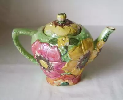 Buy Vintage Kensington Floral Moulded Lustre Glazed Teapot: Art Deco Original • 10£