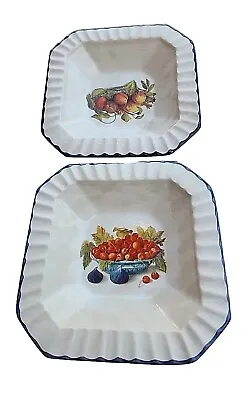 Buy VTG Ceramica Due Torri Square Handpainted Fruit Serving Pasta Plate Set Of 2  • 28.30£