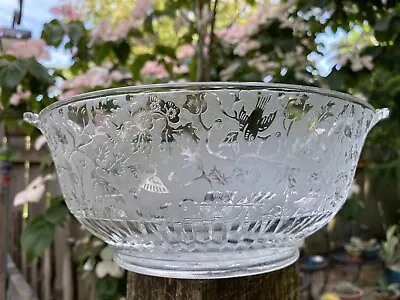 Buy ✨ART DECO✨ Paden City (Brocade) Glass SPRING ORCHARD Clear 9  Handled Bowl 🌸🍃 • 52.18£