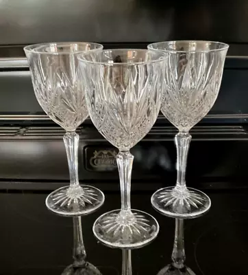 Buy Set Of 3 Crystal Cut Wine Glasses 20cm In The Style Of Cristal D'Arques Fontenay • 4.99£