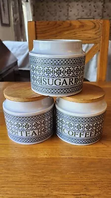 Buy X3 Hornsea TAPESTRY Storage Jars Tea, Coffee & Sugar Set Vintage (1 Missing Lid) • 12£