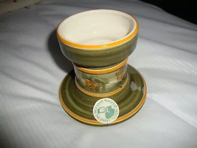Buy Vintage Jersey Pottery Candle Holder Green Orange Design Original Sticker  • 6.99£