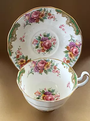 Buy Vintage Adderley Green Multi Floral Cup & Saucer Bone China H465 England • 23.72£