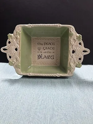 Buy Grassland Roads Celtic Blessings Bowl Green Ceramic Clovers May Peace & Grace • 18.90£