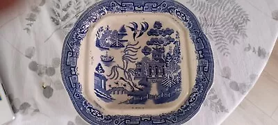 Buy Antique Blue & White Willow Pattern English Stoneware Dish 11cm  • 13£