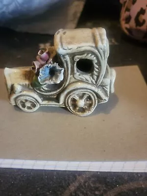 Buy Vintage Capodimonte Porcelain Crude Car Figurine With Flowers • 10£