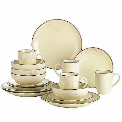 Buy Vancasso NAVIA Dinner Set Stoneware Cream Serving Dishes Dinnerware Plates Bowls • 17.84£