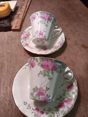 Buy Pair Adderley Bone China Cups/ Saucers  Antique • 9.47£