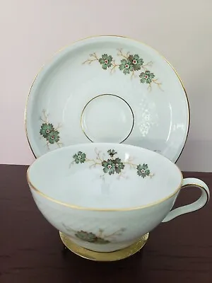 Buy 1 Set Thomas Germany China Pattern #7077  White W/Green Flowers Cup & Saucer • 9.46£