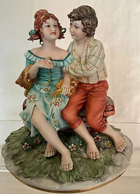 Buy Capodimonte Figurine  - Girl And Boy Seated • 19.99£
