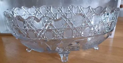 Buy Vintage Heavy Oval Cut Crystal Glass Fruit /Trifle /Pudding Bowl / Serving Dish • 17£