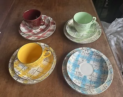 Buy *vintage Washington Pottery 1950's/1960's Gingham Tea Set Trio • 20£