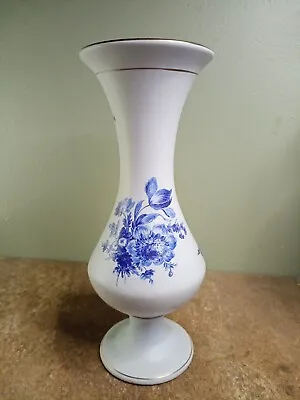 Buy Vintage Gouda Holland, Flora Keramiek 'Blue Rose' Pottery Vase 22.5cm • 6.95£
