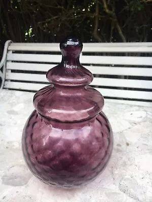 Buy Vintage Empoli Glass Bon Bon Jar. With Lid. 1960s/70s MCM. Purple Mauve. VGC • 15£