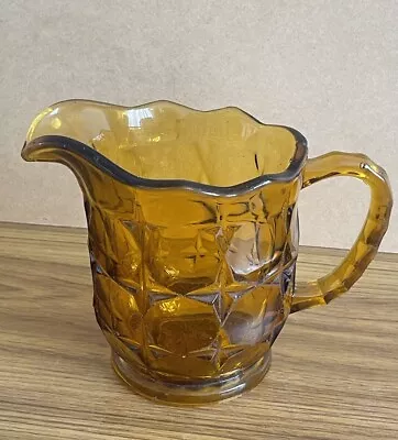 Buy Vintage Heavy Amber Glass Water Jug Vase 20 X 14 Cm • 19.56£
