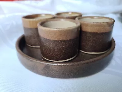Buy Vintage Wales Abaty Stoneware Pottery Egg Cups & Stand Hand Thrown Welsh Pottery • 15£