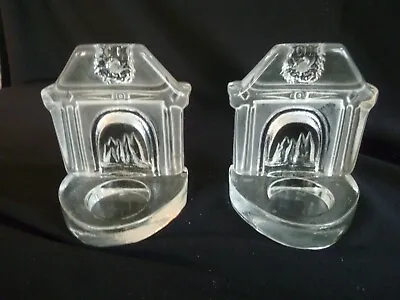 Buy Pair NYBRO GLASS SWEDEN  Fireplace Design Tea Light Holders  VGC • 17.50£