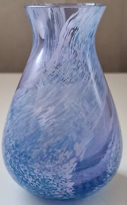 Buy Vintage Caithness Blue Bud Vase With Speckled Swirl Design • 15£