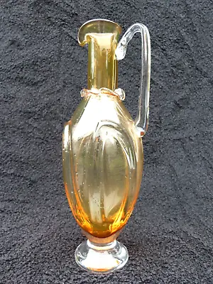 Buy Vintage Hand Blown Glass Ewer Jug Amber The World Of Glass St Helens England • 9.99£