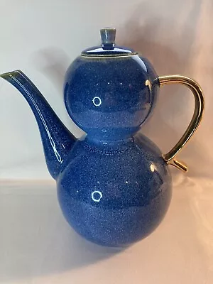 Buy Oliver Bonas Large Sculptural Coffee Pot - Moroccan - Blue + Gold Handle -10  • 25£
