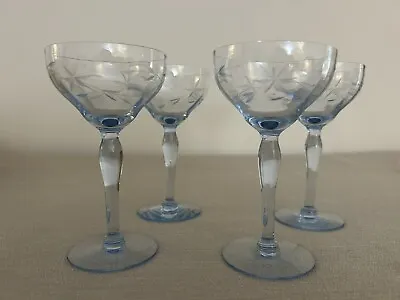 Buy Weston Baby Blue Star Flower Optic Cut To Clear Cocktail Champagne ￼Glasses 4 • 56.70£