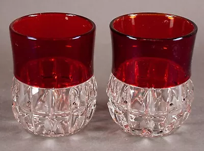 Buy EAPG Thompson Glass Co Truncated Cube  No. 77 Ruby Clear Tumblers 1894 • 23.78£