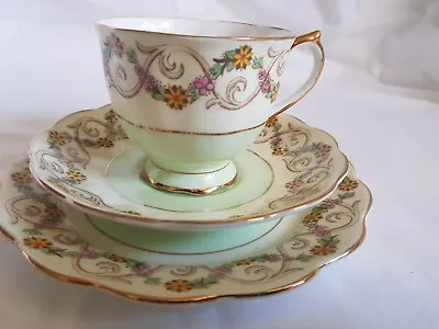 Buy Vintage Royal Albert Crown China, Cup, Saucer & Side Plate, Trio, Flower & Swirl • 6£