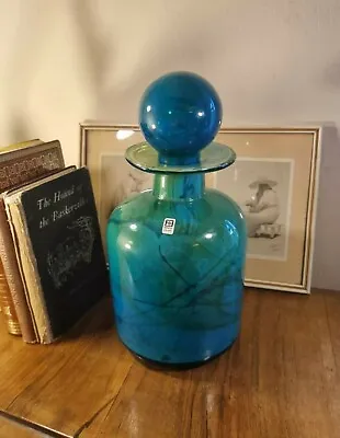 Buy Rare Huge 11.5  Vintage 1970s Mdina Art Glass Ming Pattern Bottle & Stopper Vase • 399.99£