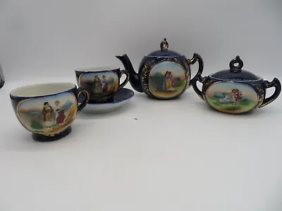 Buy Vintage Cobalt Blue W/Gold Trim Victorian Style Childs Tea Set Pieces • 15.13£