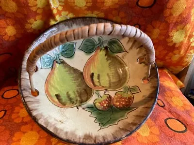Buy Puigdemont Fat Lava Glaze Stoneware Pears Decorated Fruit Bowl With Cane Handle • 20£
