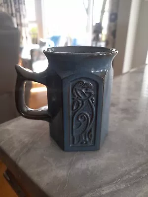 Buy Vintage Signed  Tyn Llan Welsh Pottery Hexagonal Mug With Celtic Bird Design • 10£