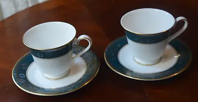 Buy Royal Doulton Carlyle Side Pair Of Footed Cups And Saucers Mint Condition (d) • 20£