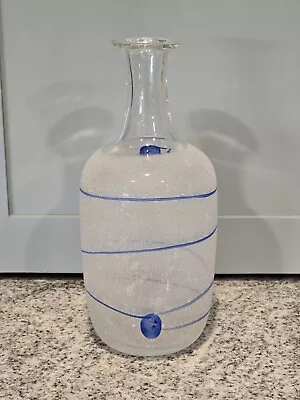 Buy Swedish Kosta Boda Art Glass Crystal With Sapphire Application Bottle VASE • 50.34£