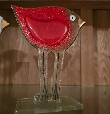 Buy Fused Glass Ornament Bird Rosso - Nobilé Glassware • 18£