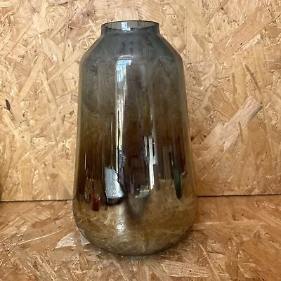 Buy Vintage Iridescent Smoky Grey Scandinavian Glass Vase 22cm • 8.99£