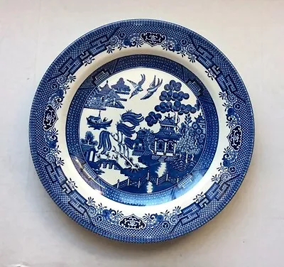 Buy Vintage Churchill Willow England Blue &White Oriental Pattern Plate 10 1/4  Dia • 21.85£