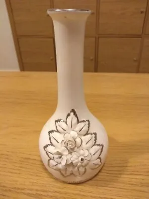 Buy Vintage Crown Staffordshire Fine Bone China Floral Silver Anniversary Bud Vase • 3.99£