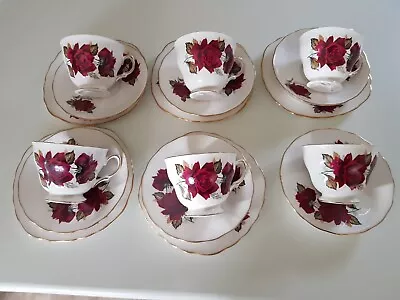 Buy Vintage Red Roses Royal Vale Bone  China  Teaset  6x Cups 6x Saucers 5 Plates . • 28.50£