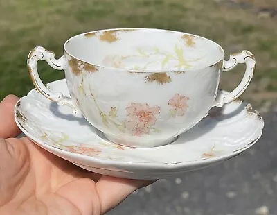 Buy Antique Haviland Limoges Co. Victorian Era Porcelain Two Handled Teacup Bowl • 72.05£