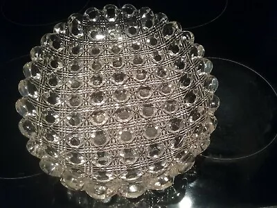 Buy Vintage Scalloped Hobnail Clear Pressed Glass Oval Bowl, Heavy Quality Dish • 12£