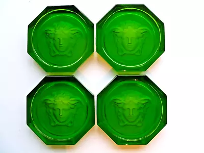 Buy Versace Rosenthal Glass Coasters 4 Green  Brand New Authentic Medusa Tableware • 129£