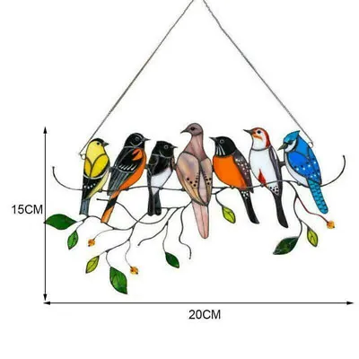 Buy Stained ABS Window Panel Suncatcher High 4/7 Birds On A Wire Hanging Decoration • 5.90£