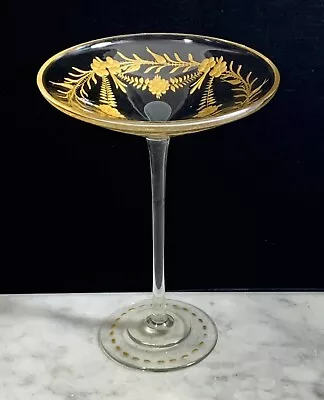 Buy Moser?Lobmeyer? Bohemian  Glass Tazza Compote Gold Gilt Intaglio Swag Floral • 80.51£