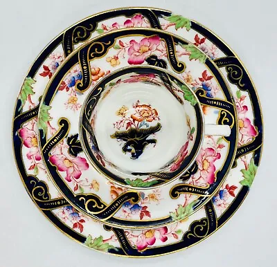 Buy Stunning Antique Cauldon Highly Ornate Floral Pattern T335H Trio - Hand Painted • 16.99£